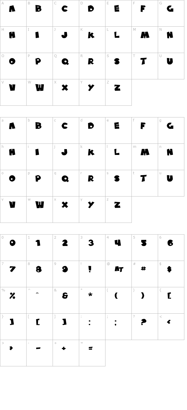 SF Pale Bottom Extended character map