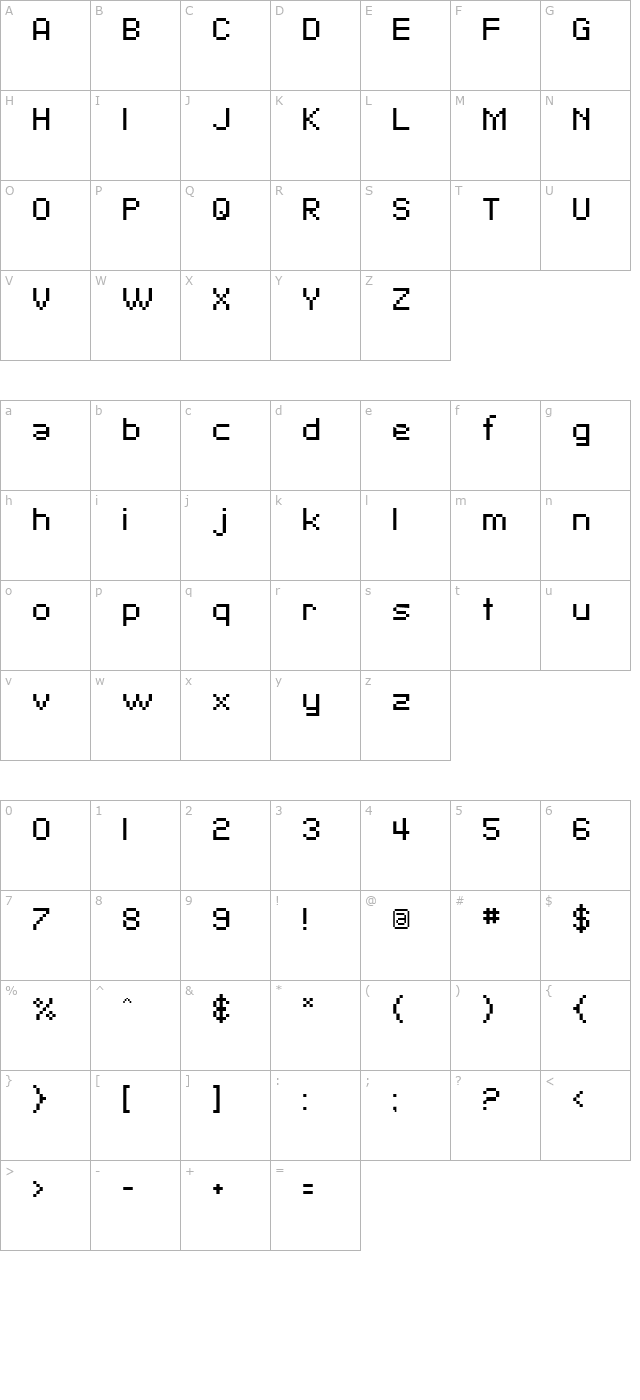 SF Pixelate character map