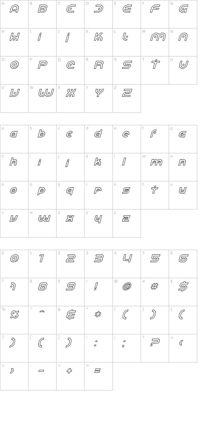 SF Planetary Orbiter Outline Italic character map