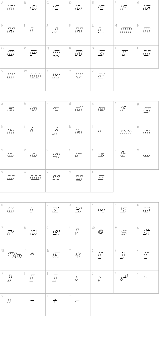 sf-quartzite-outline-italic character map