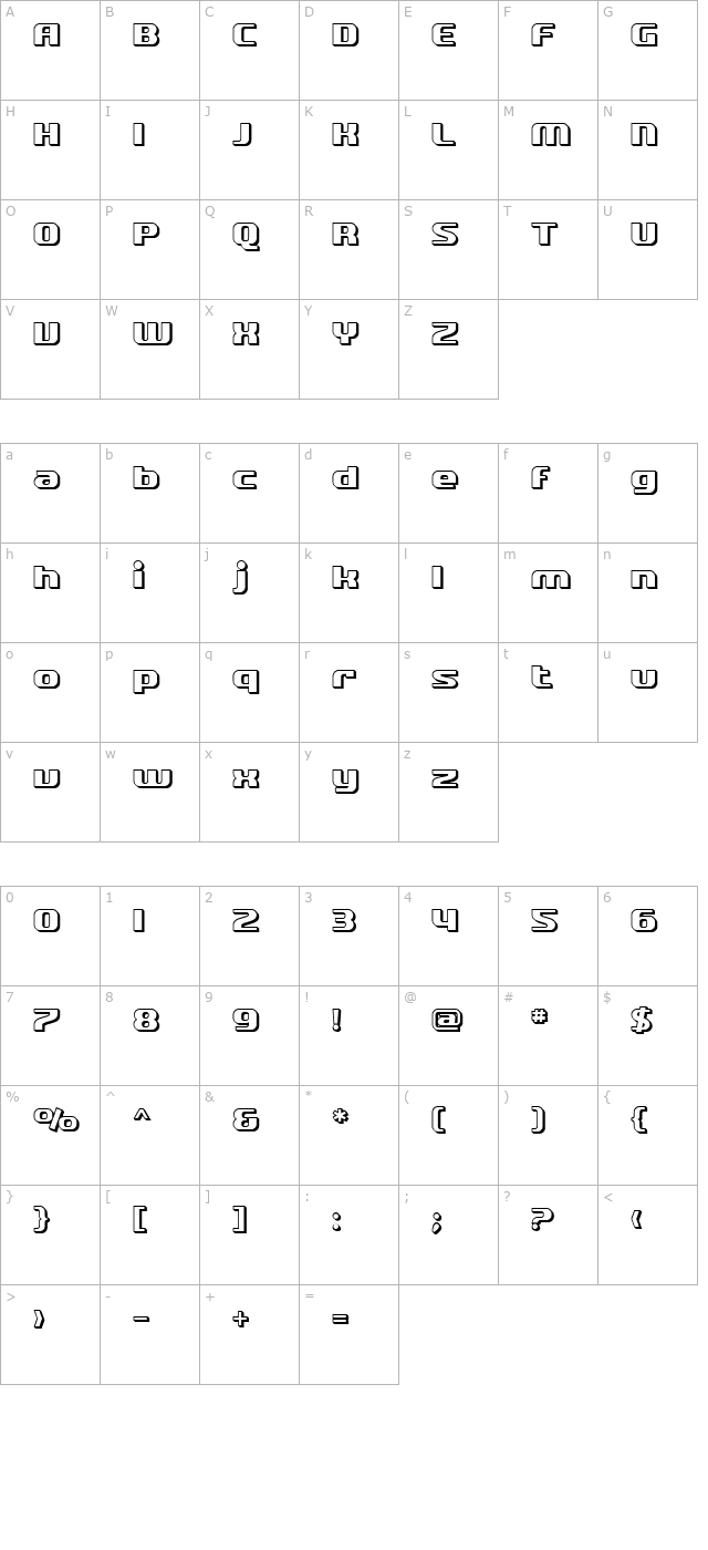 SF Quartzite Shaded character map