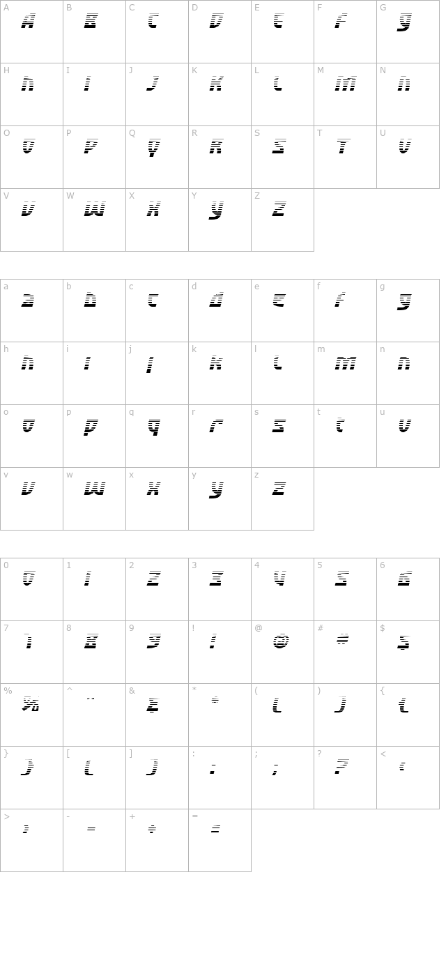 SF Retroesque FX Oblique character map