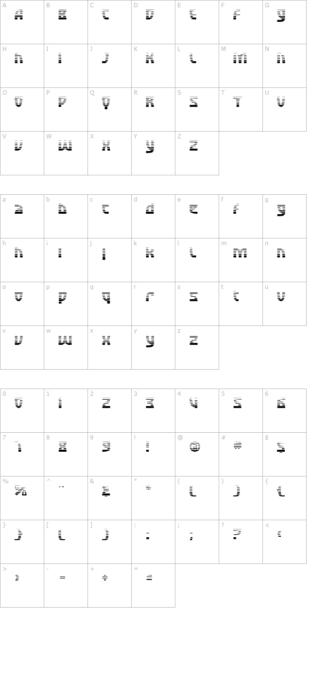 SF Retroesque FX character map