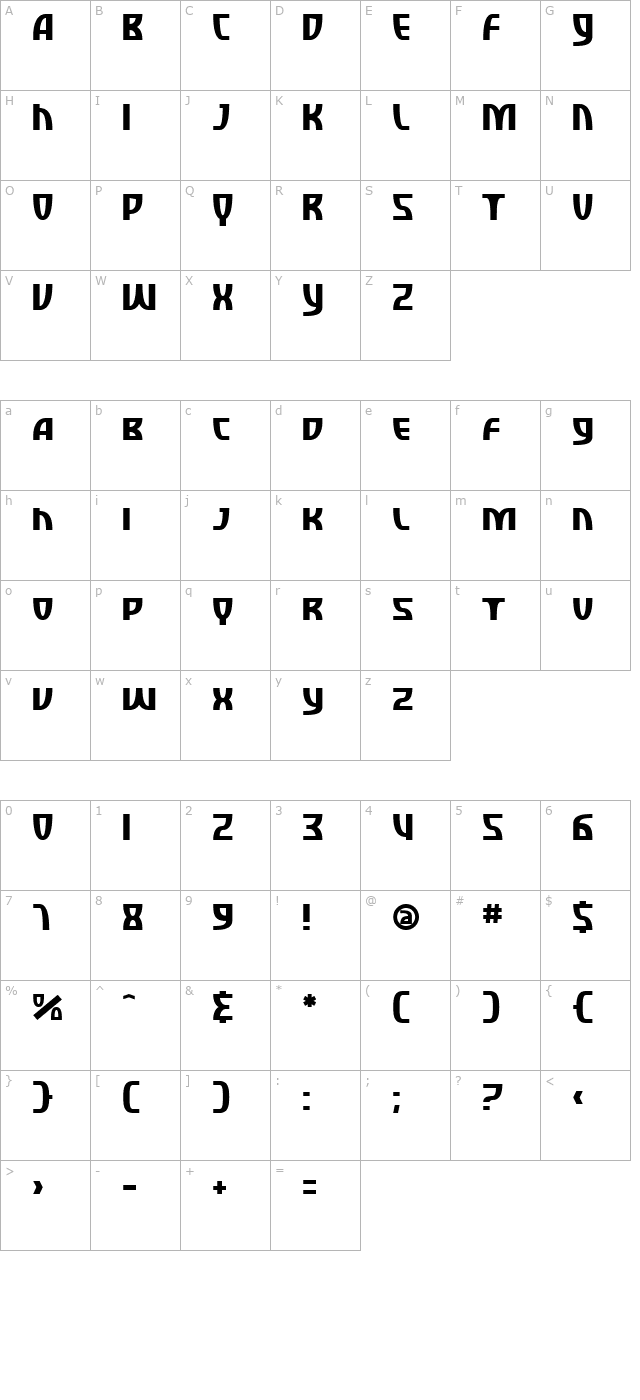 sf-retroesque-sc character map