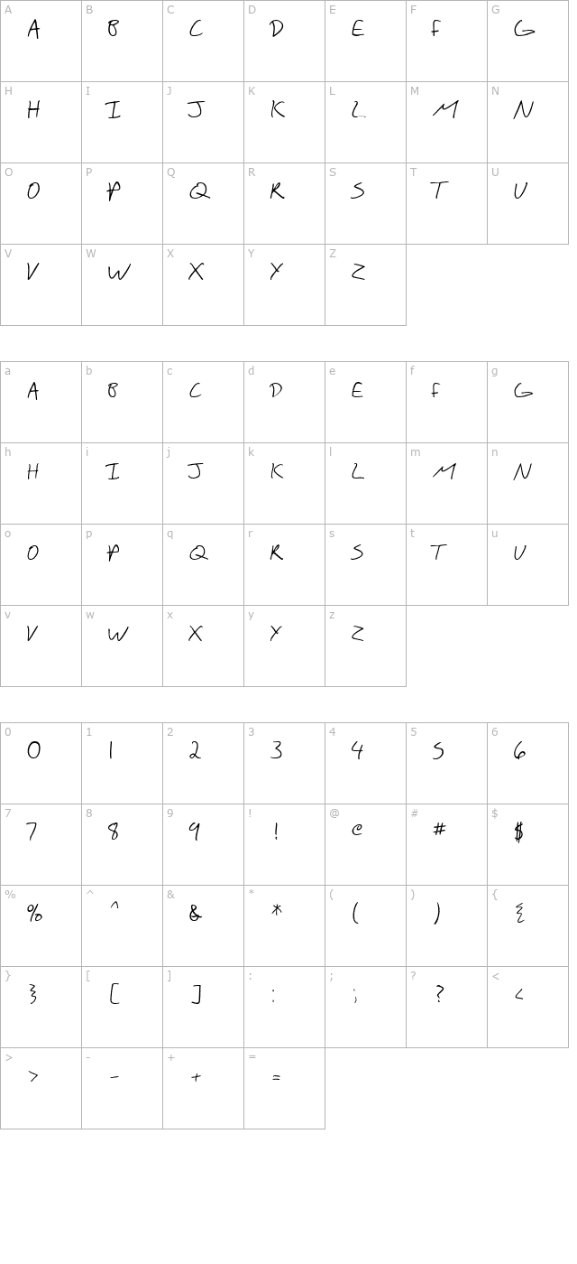 sf-scribbled-sans-sc character map