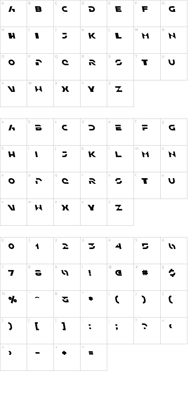 sf-solar-sailer-bold-italic character map