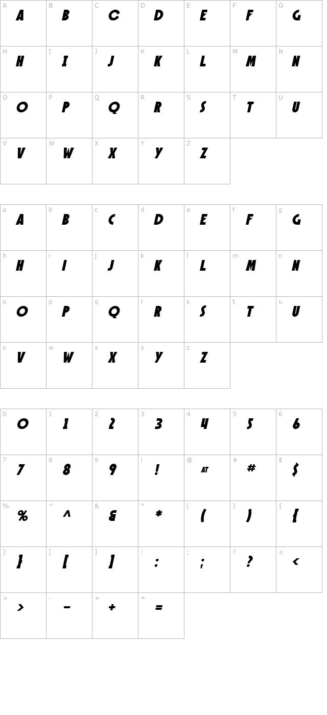 sf-speakeasy-oblique character map