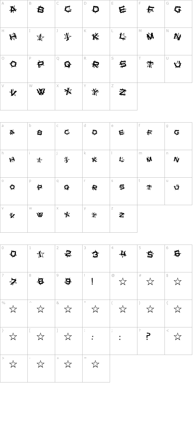 SF Star Dust character map