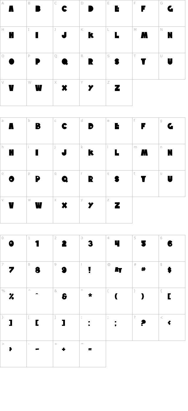 SF Tattle Tales Bold character map