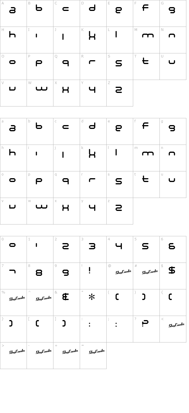 sf-technodelight-ns character map