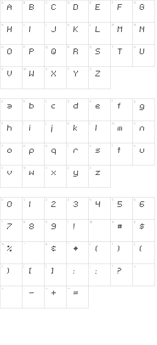 SF Telegraphic Italic character map