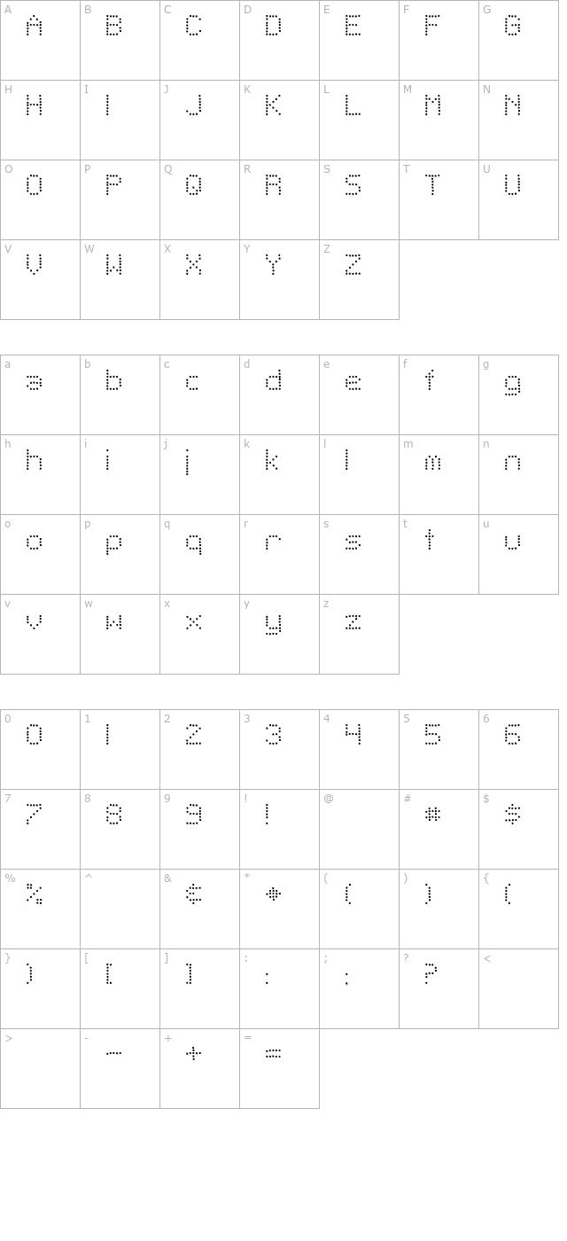 SF Telegraphic Light Bold character map