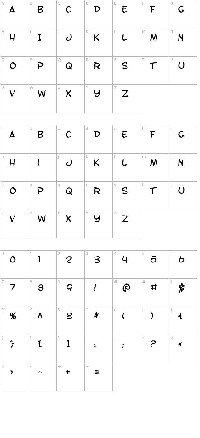 SF Toontime Blotch character map