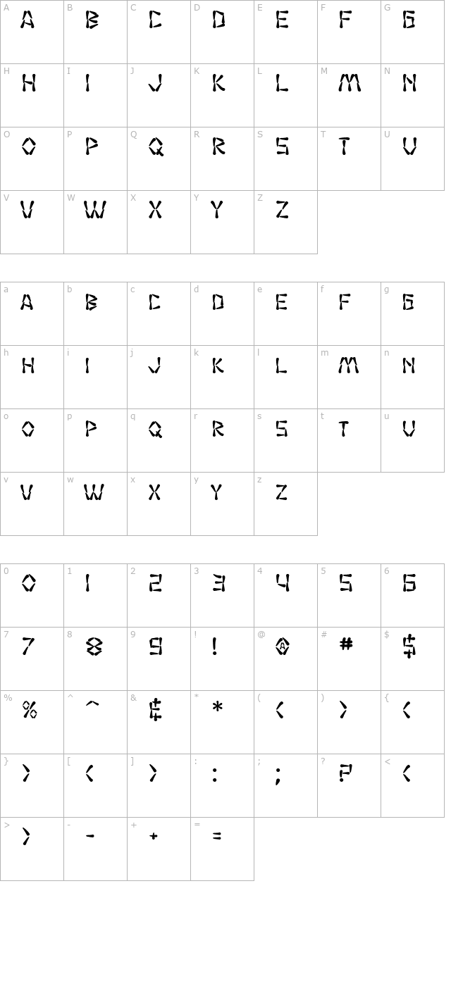 SF Wasabi Bold character map