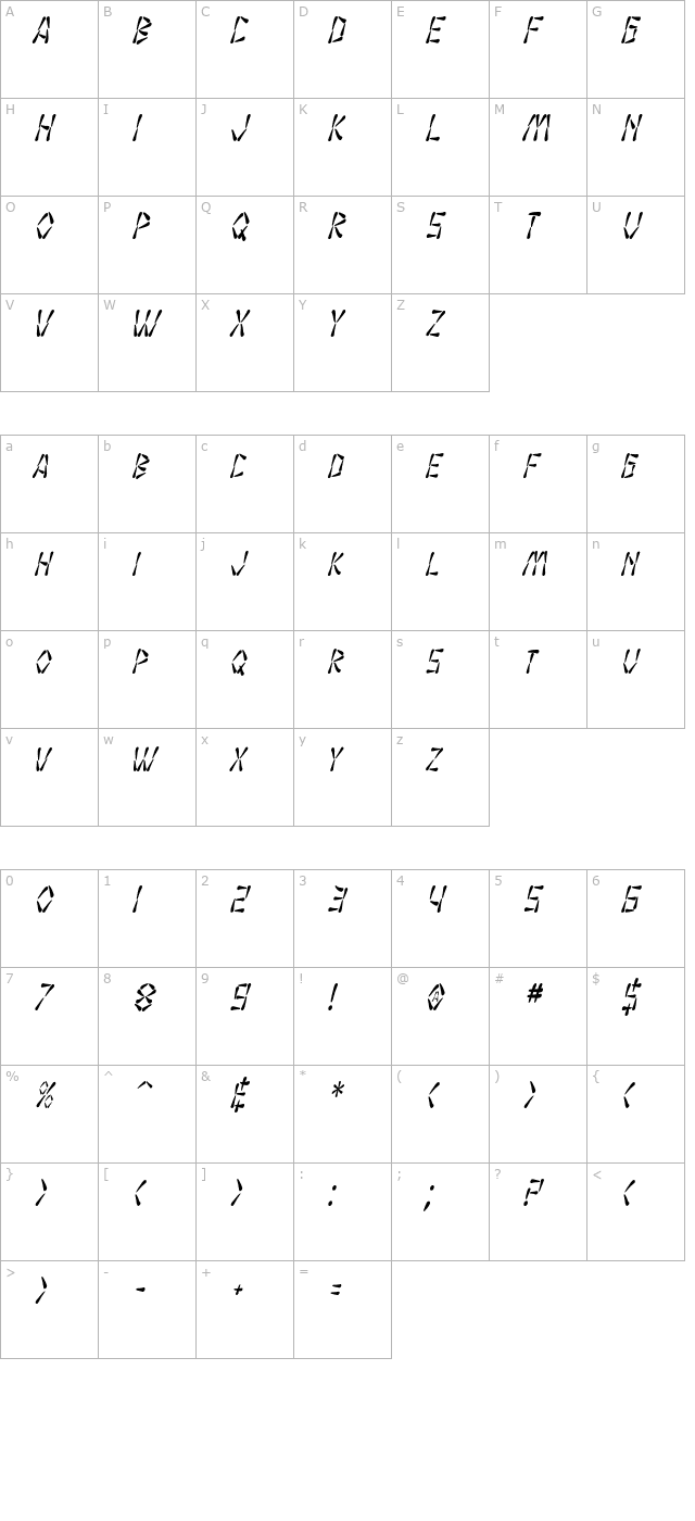 sf-wasabi-condensed-italic character map