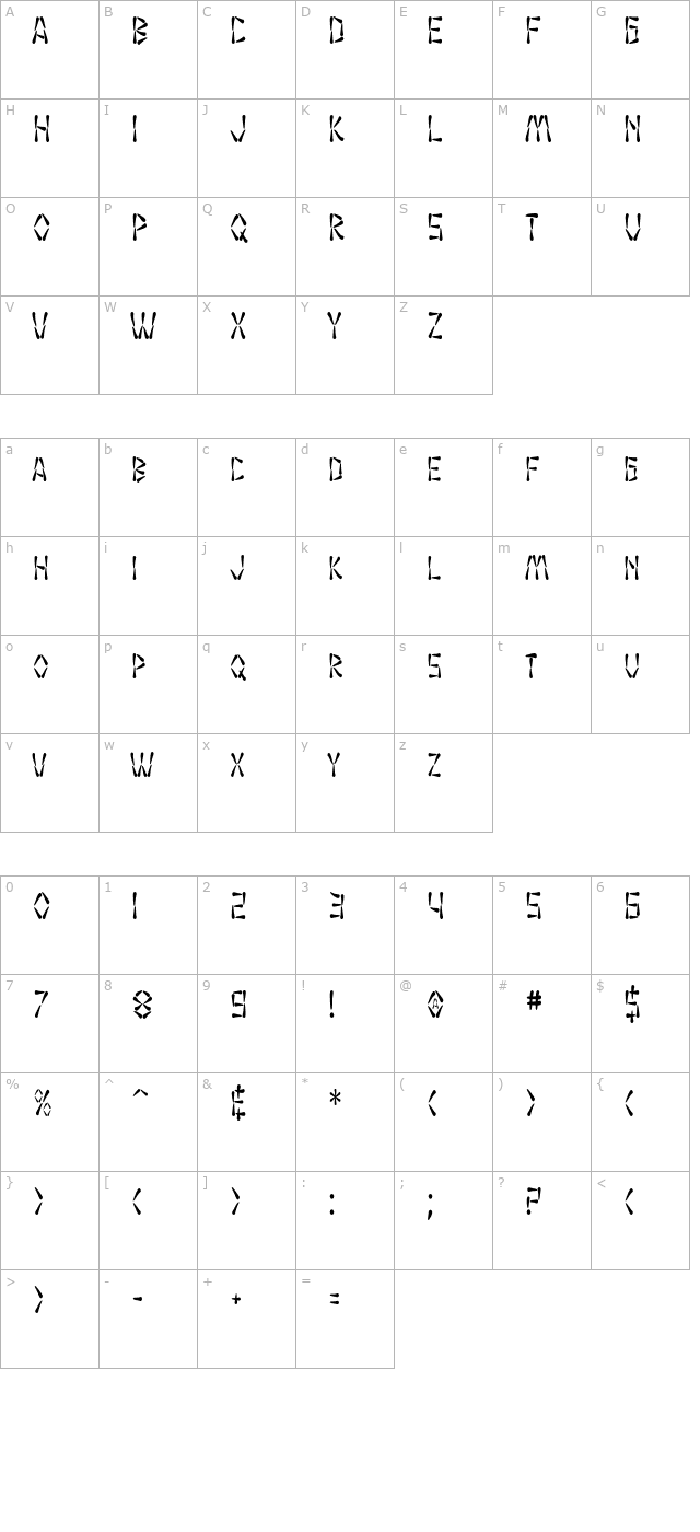 SF Wasabi Condensed character map