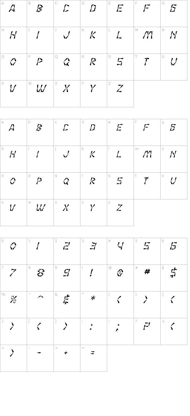 sf-wasabi-italic character map