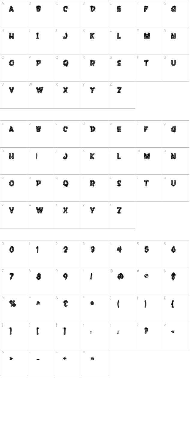 SF Wonder Comic Inline character map