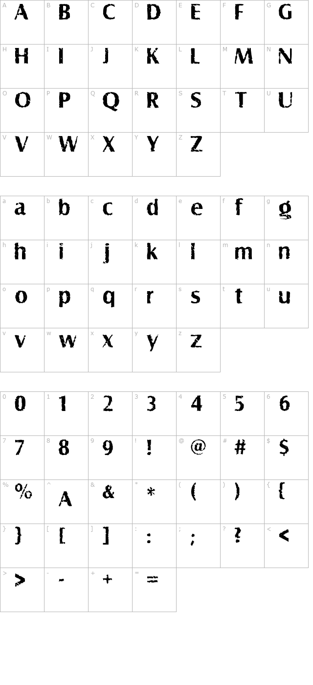 Shabby character map