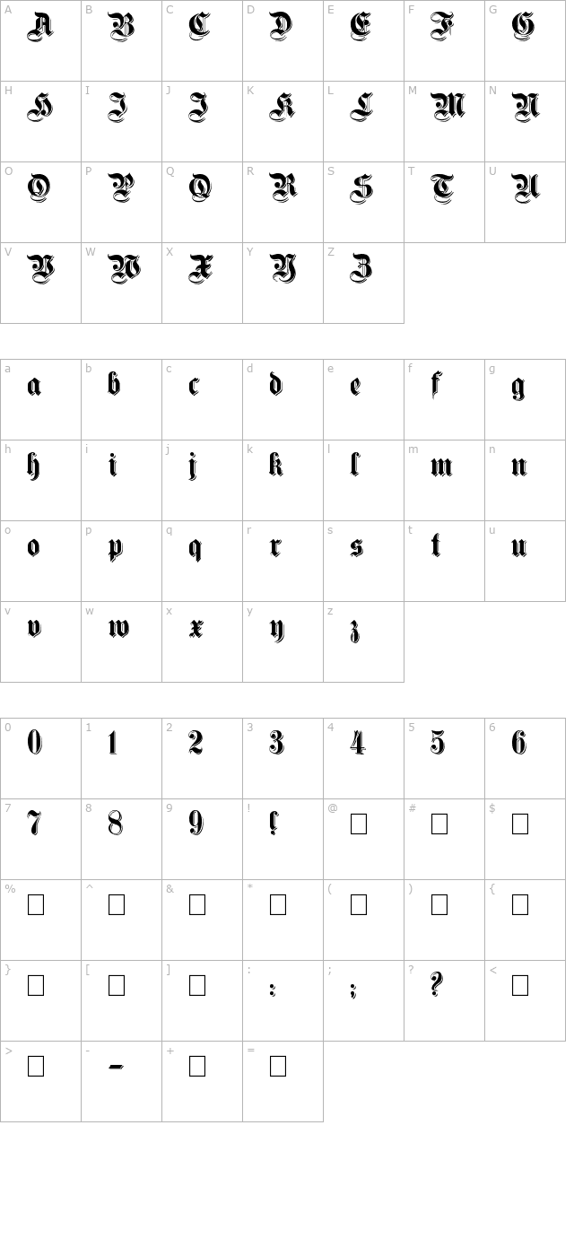 ShadowedGermanica character map