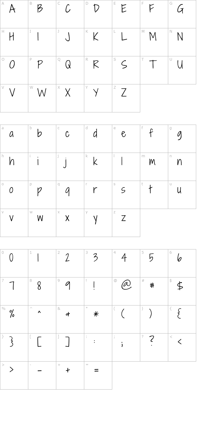 Shadows Into Light Two character map