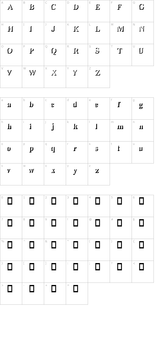 shady-lady character map