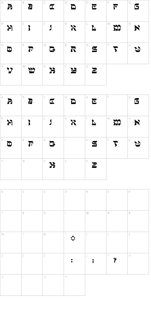 Shalom-Light character map