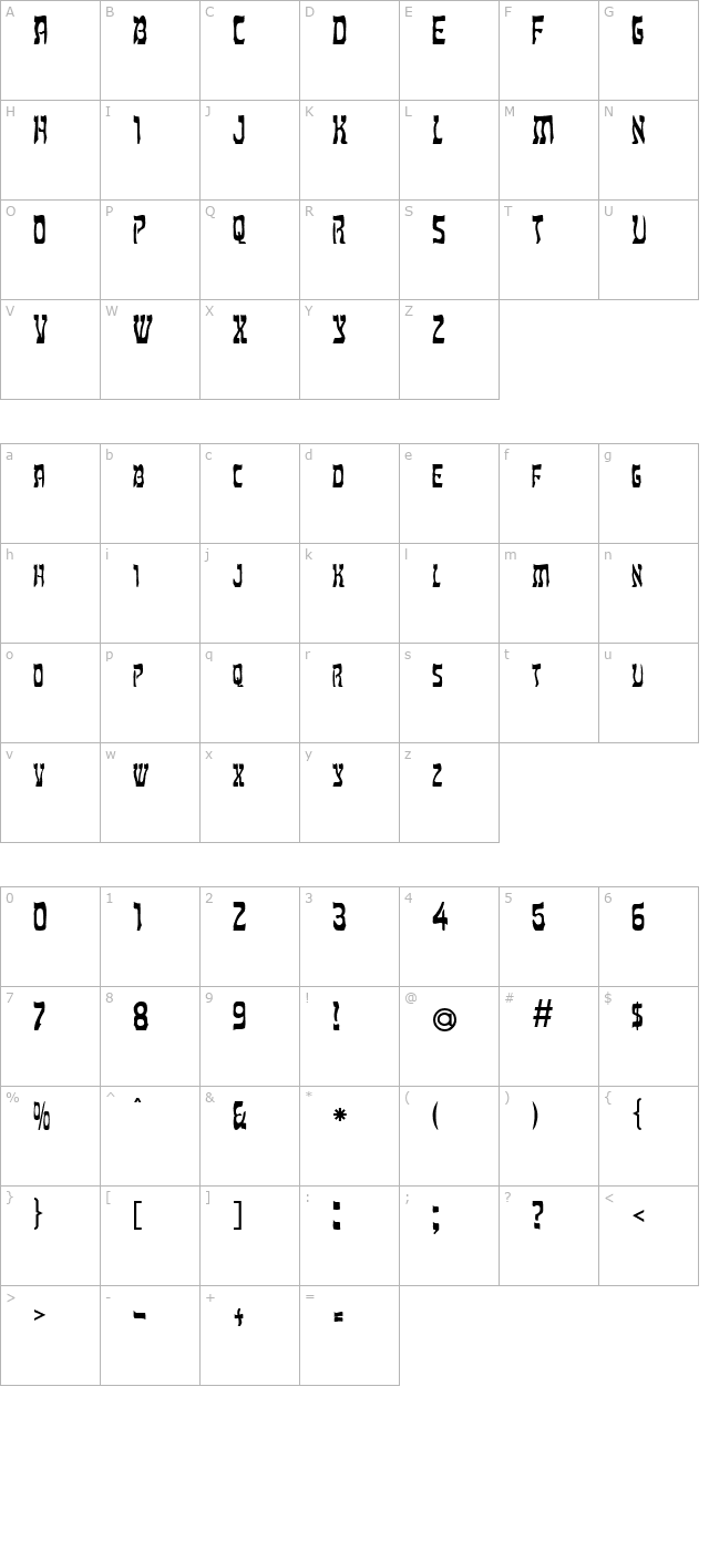 Shalom Normal character map