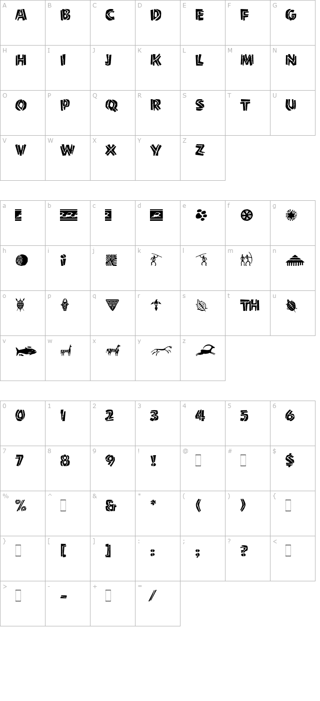 shaman-plain character map