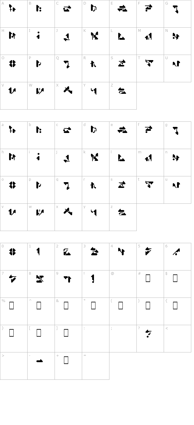 Shamen Remix character map