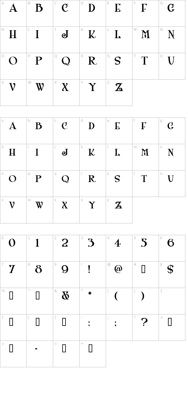 ShangriLaNFSmallCaps character map