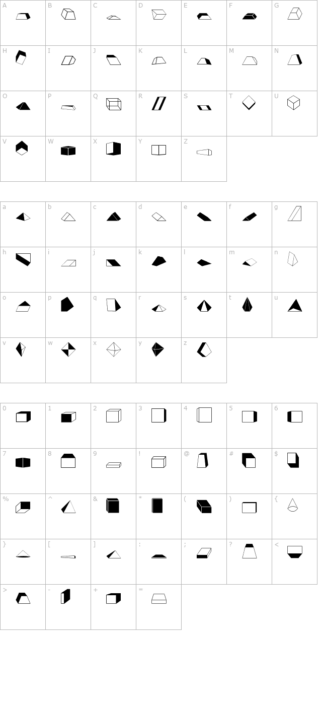 Shapes2 character map