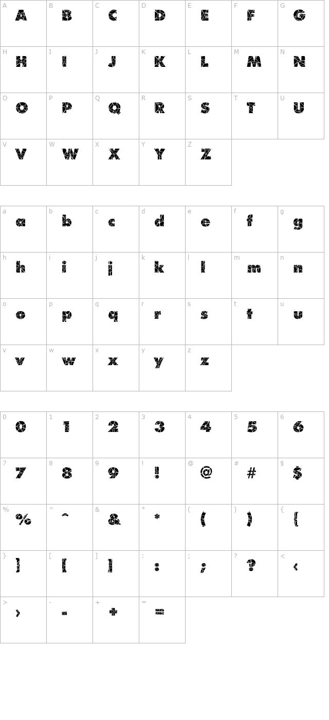 shatter-regular character map