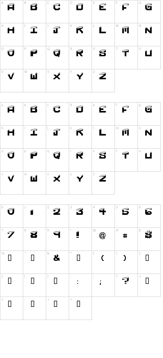 Shaved character map