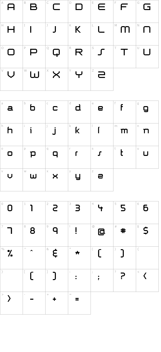 shazbot character map