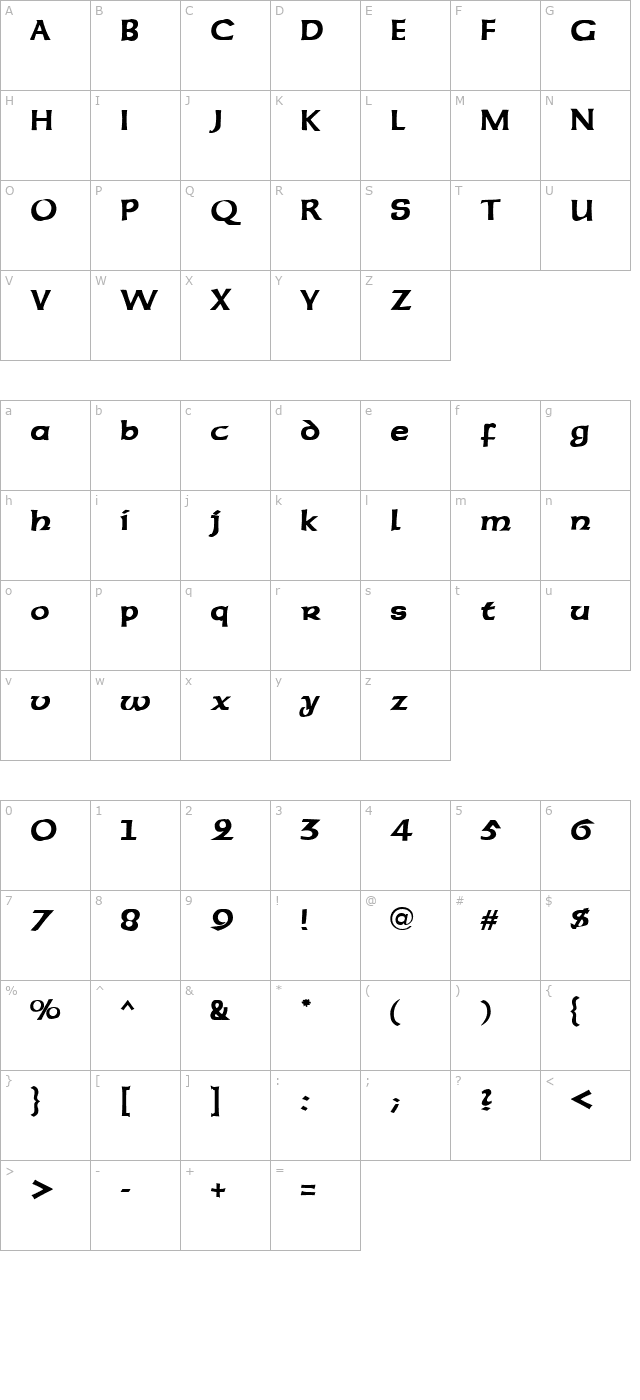 sherwood-regular character map