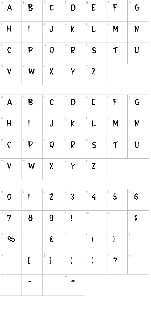 Shicker-Light character map