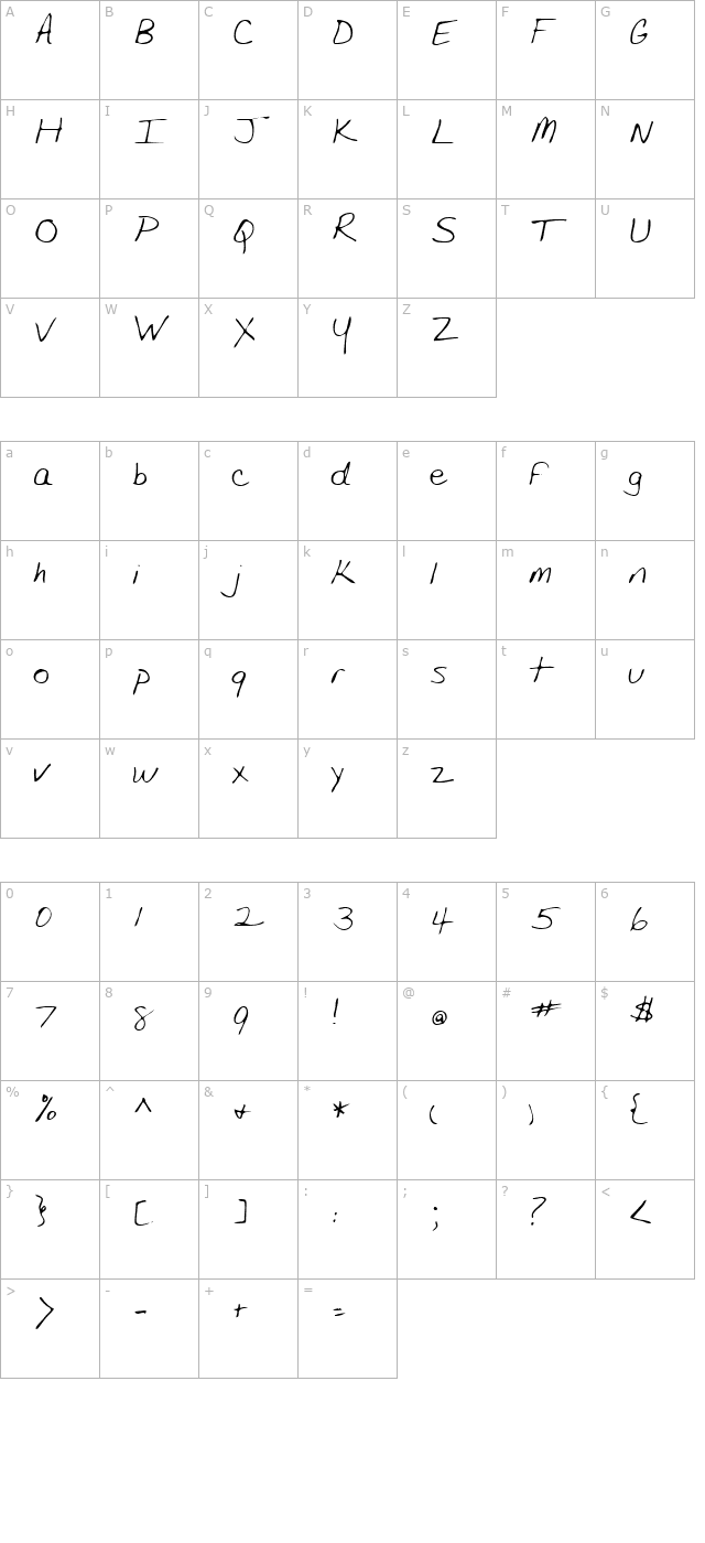 Shipper Regular character map