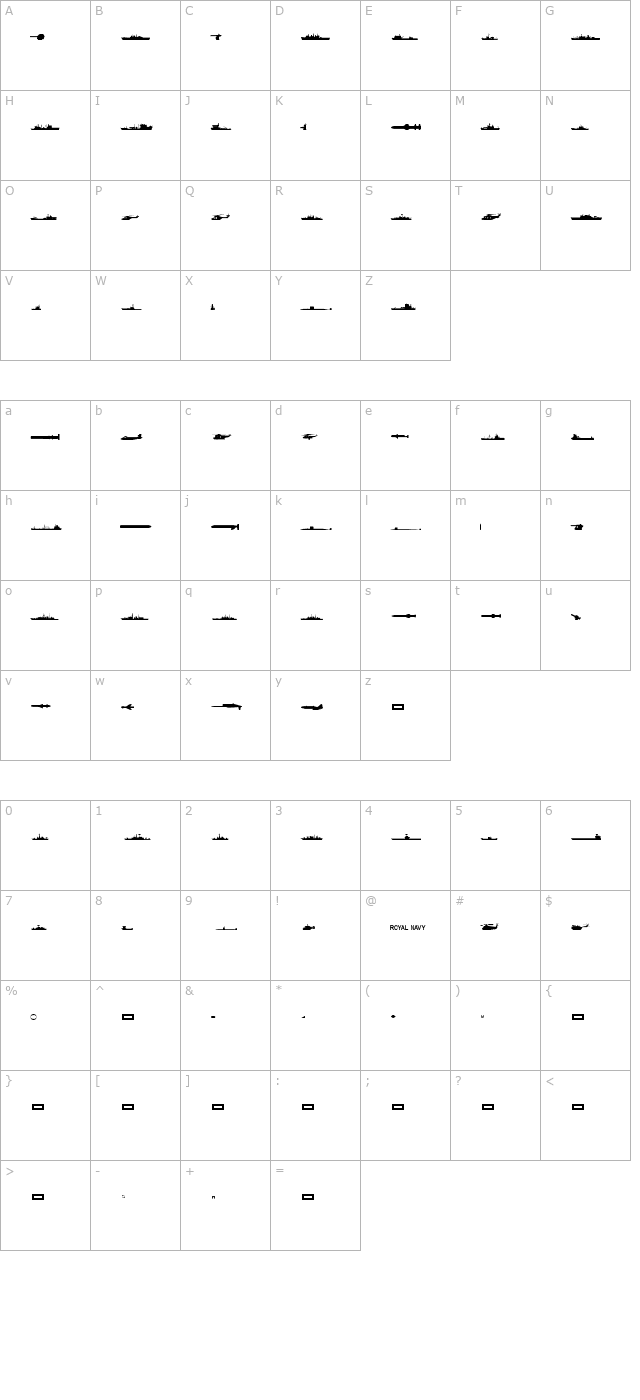 Ships character map