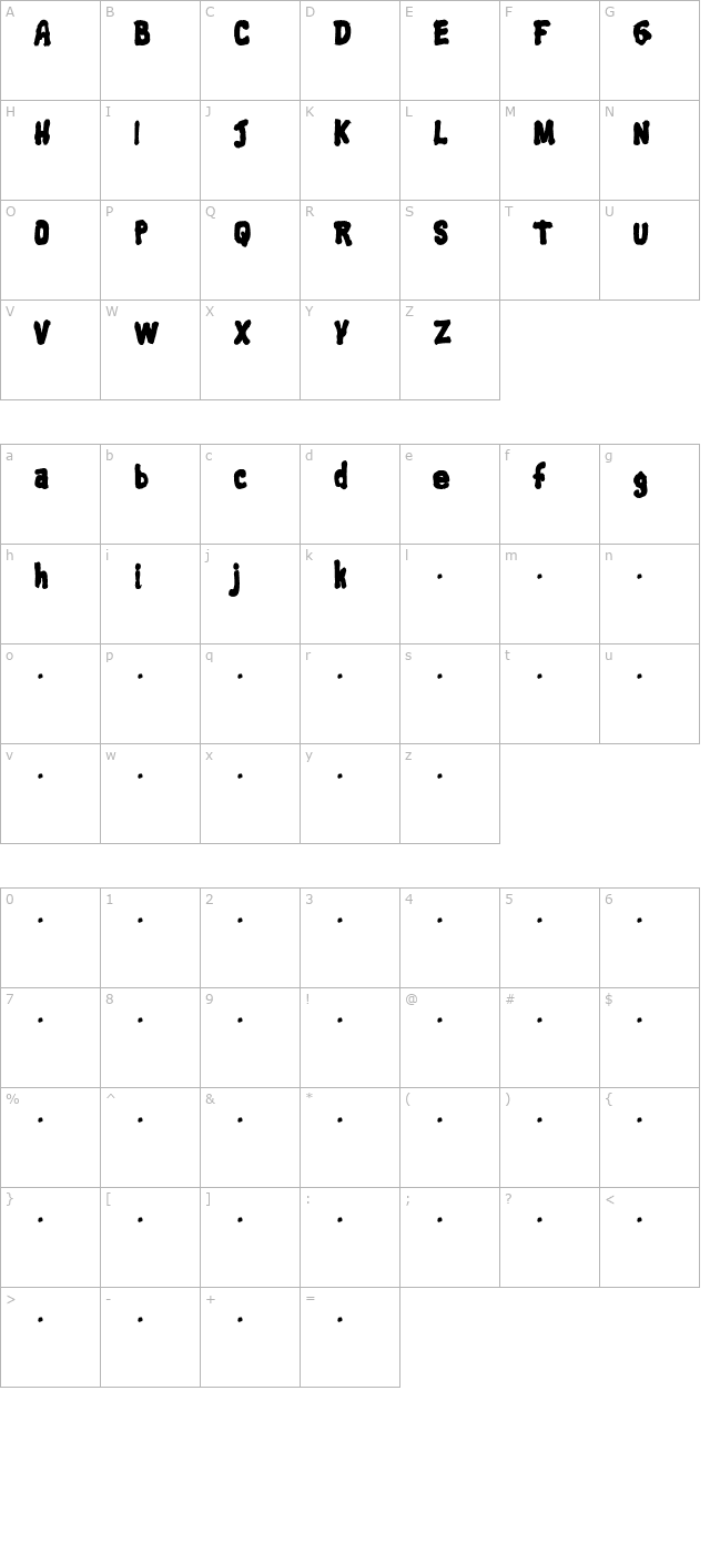 ShipwreckBold Bold character map