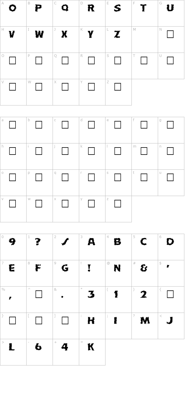 ShockFont character map