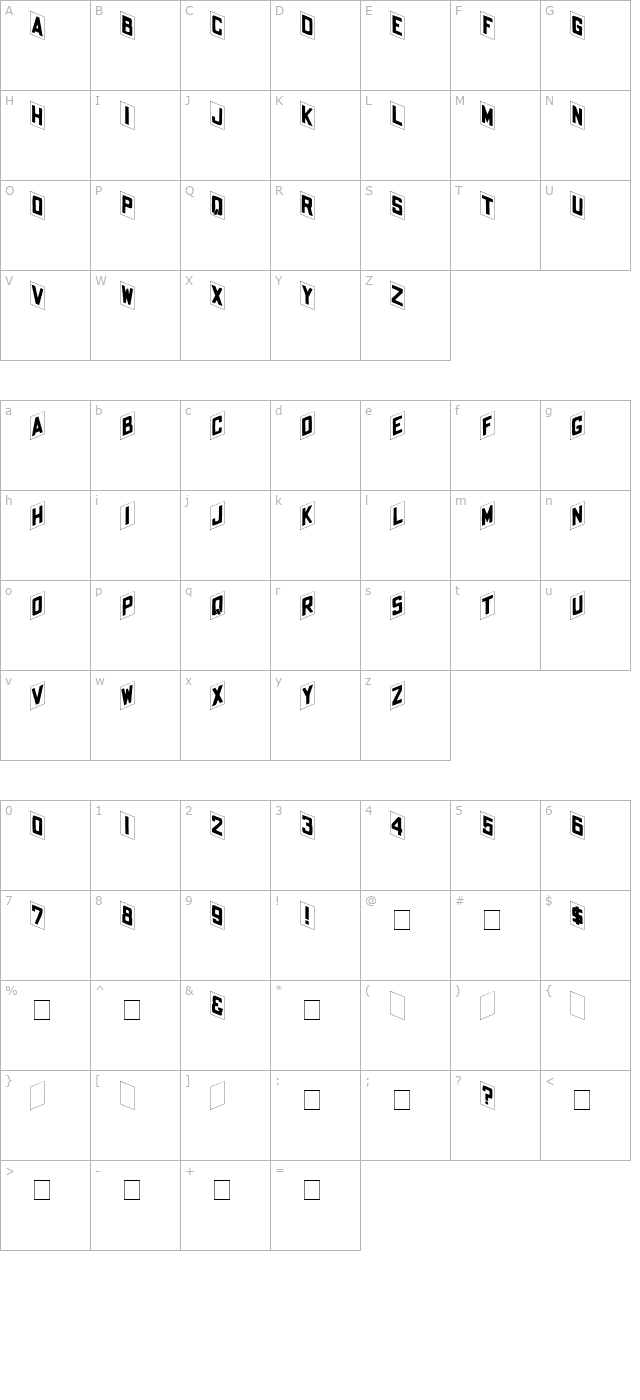 Shohl Fold character map