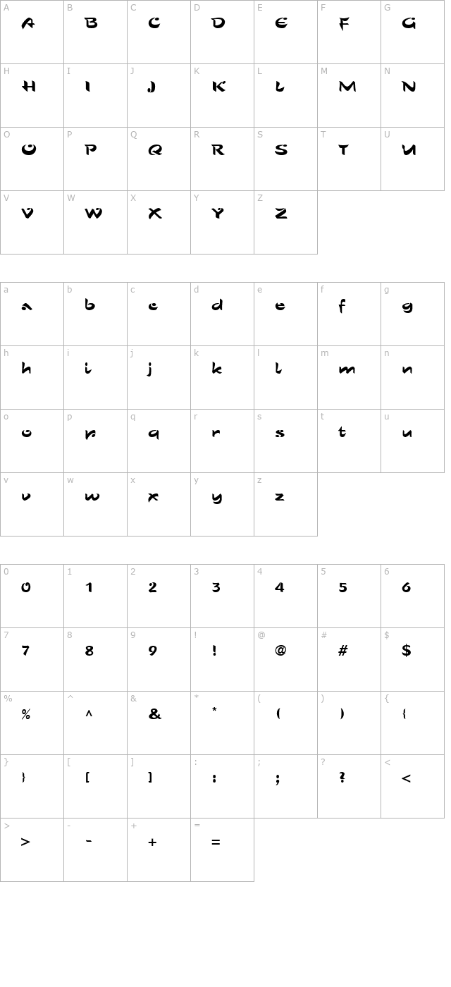 shoroman character map
