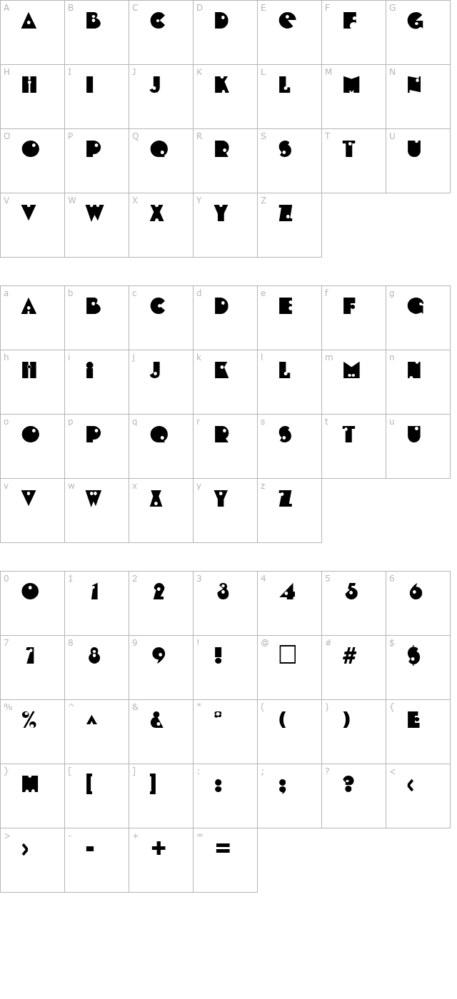 shotgun-regular character map