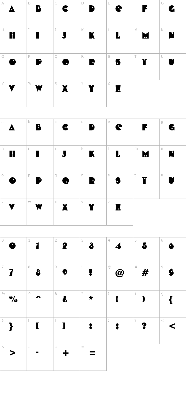 ShotShell Regular character map