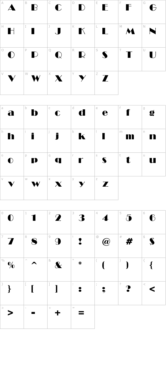 show-light character map