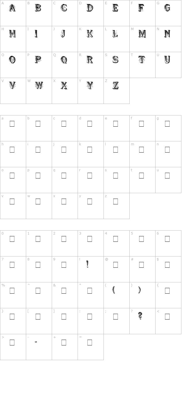 Showboat Medium character map