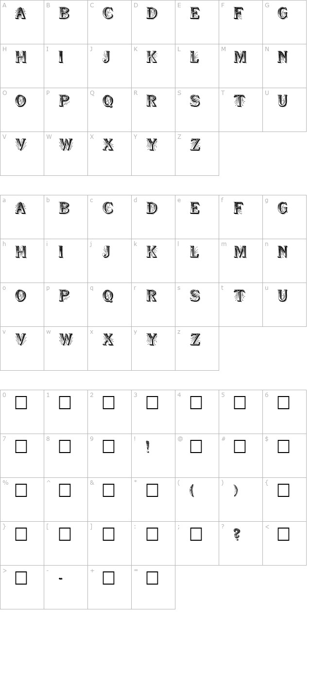 Showboat Regular character map