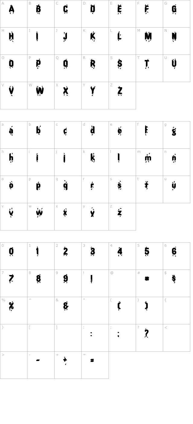 shower-bold character map