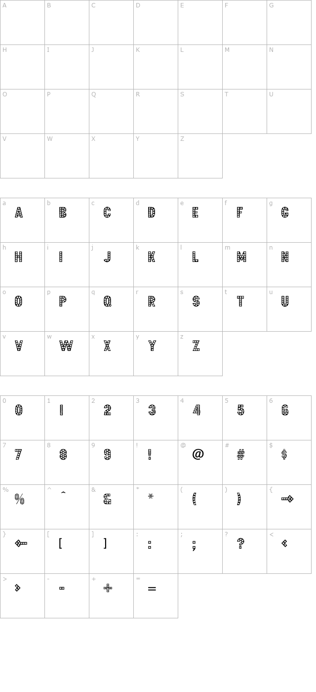 Showtime-Normal character map